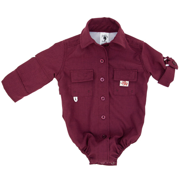 Bullred baby fishing outfit toddler clothes burgundy color
