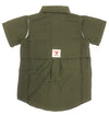 Kids Toddler fishing shirts authentic vented back army green color