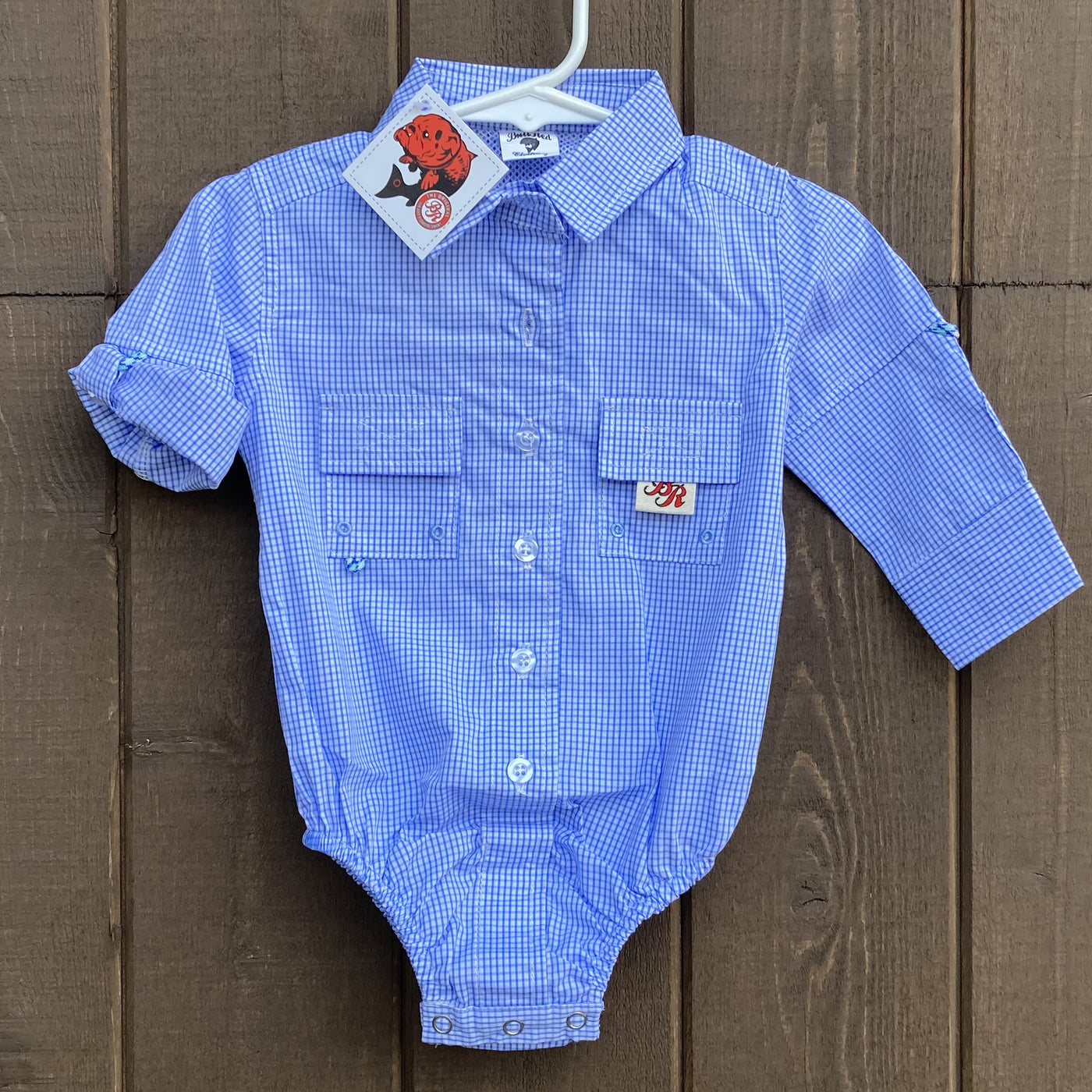 BullRed Clothing The Original Infant Fishing Shirt, Infant Unisex, Size: 12 Months, Red