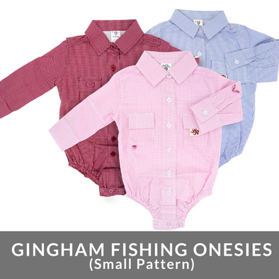 Bullred Baby Fishing Onesies - Small Pattern Gingham