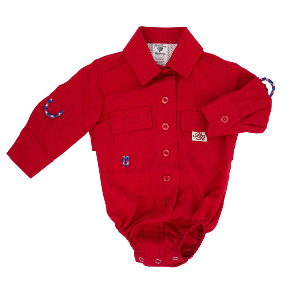 Bullred baby fishing shirt red color