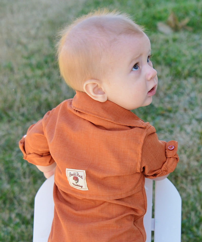 BullRed Clothing The Original Infant Fishing Shirt, Infant Unisex, Size: 12 Months, Red