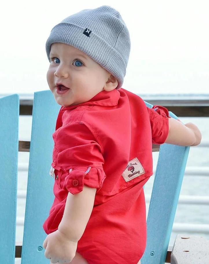 BullRed Clothing The Original Infant Fishing Shirt, Infant Boy's, Size: 24 Months, Red